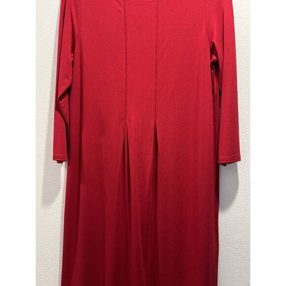J. Jill Wearever Collection Size XS Red 3/4 Sleeve Pleated Dress Stretch Work - Picture 4 of 7
